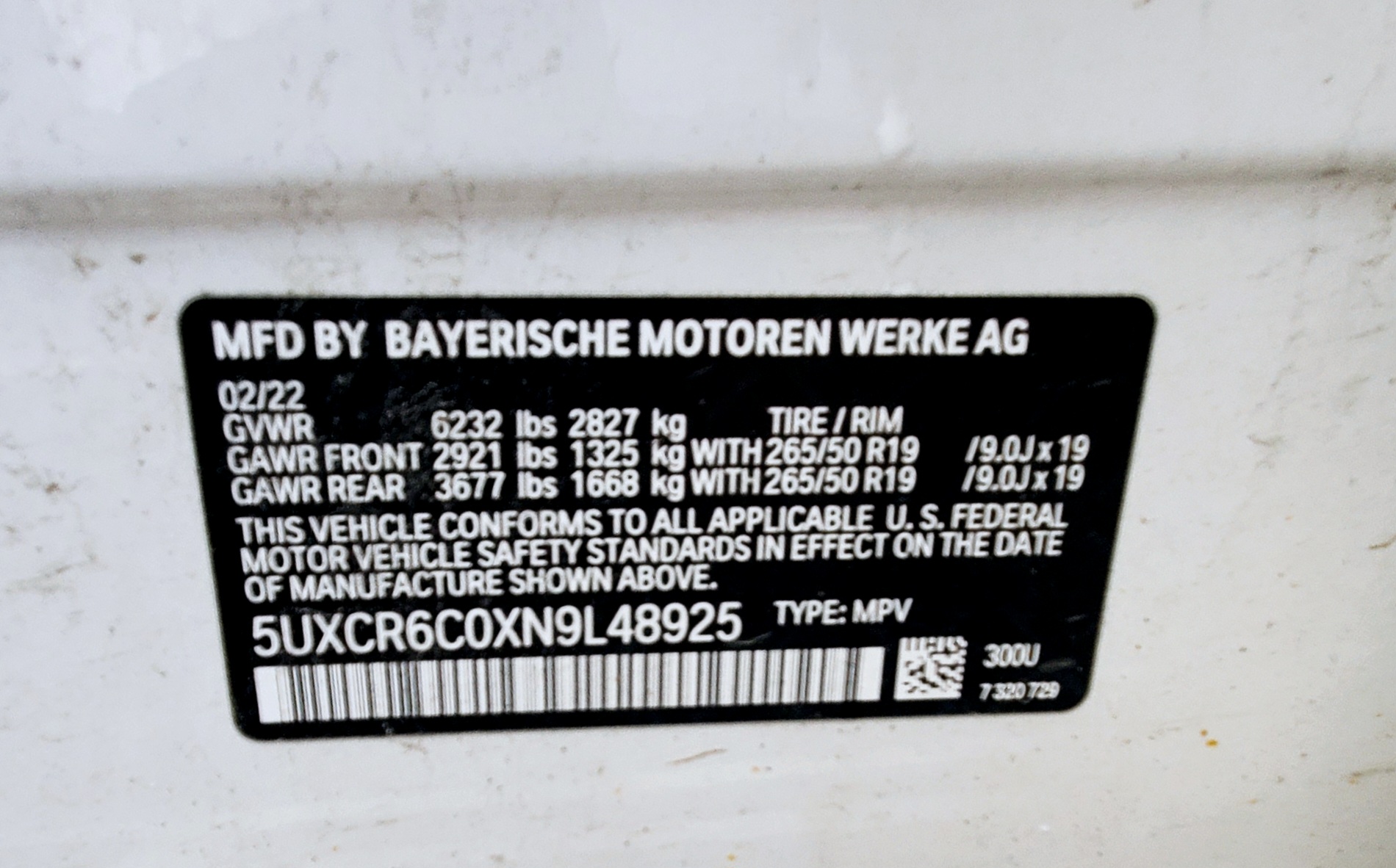 BMW X5 2022 WHITE vin: 5UXCR6C0XN9L48925